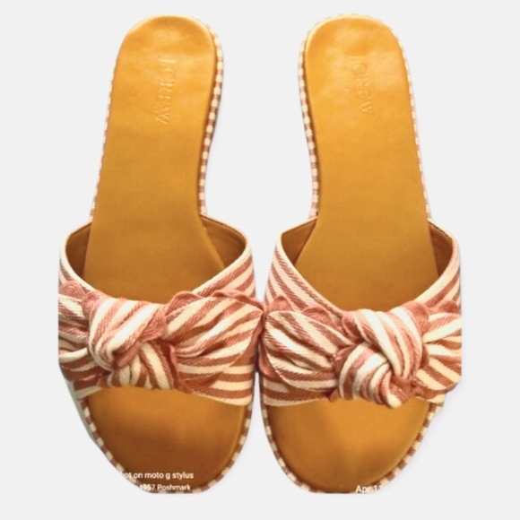 J.CREW Women's Striped Bow Slide Sandals Size 7 - Picture 2 of 14